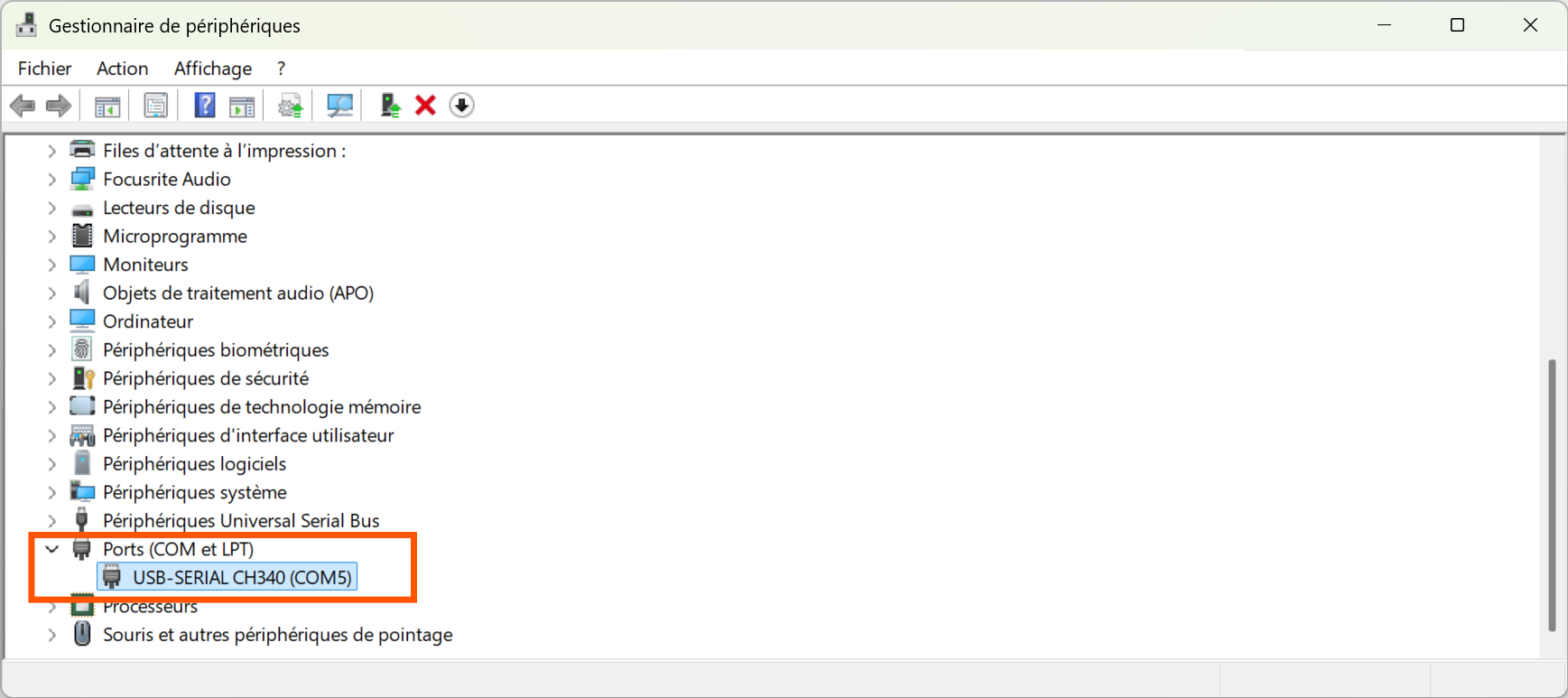 BaoFeng UV-5R - Configuration - Gestionnaire de périphériques